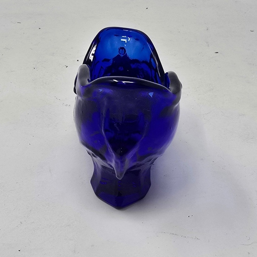 Vtg Mosser Victorian style cobalt blue glass slipper pointed toe shoe whimsical - Picture 3 of 8